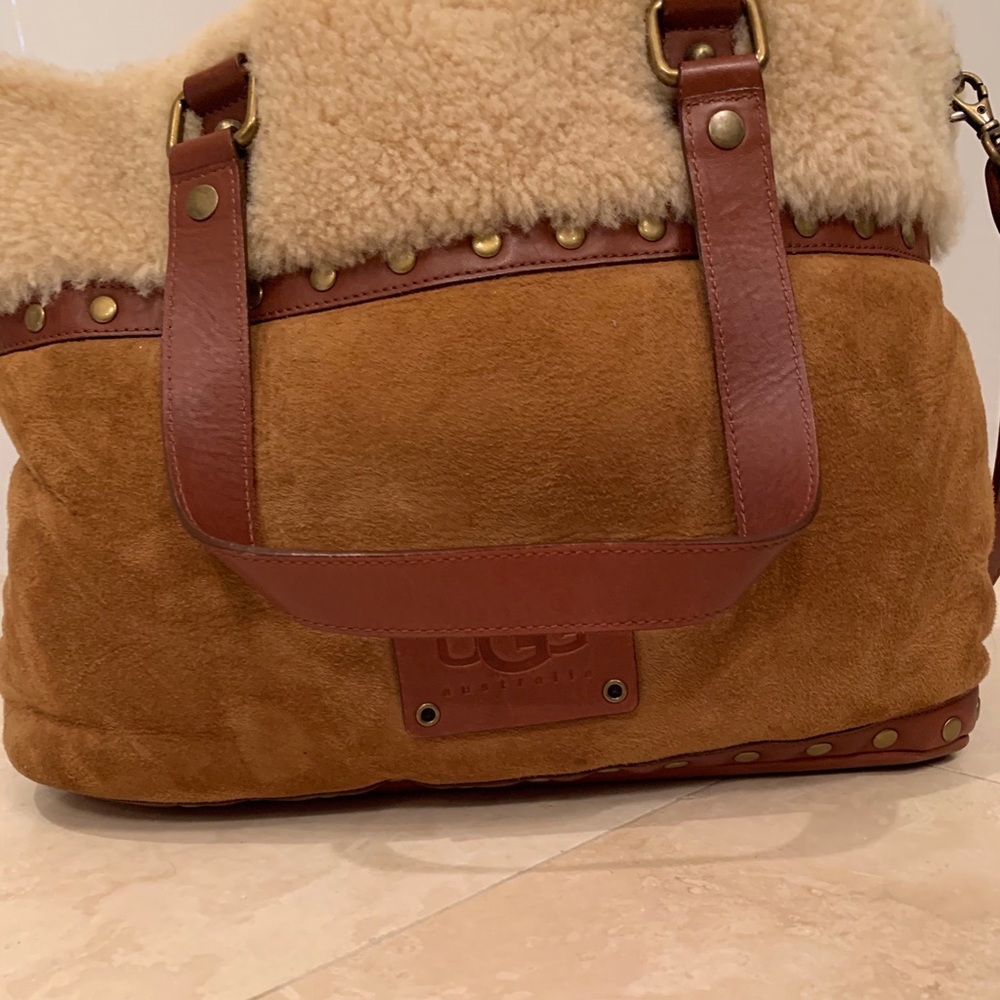 UGG Chestnut Suede and Sheepskin Bag